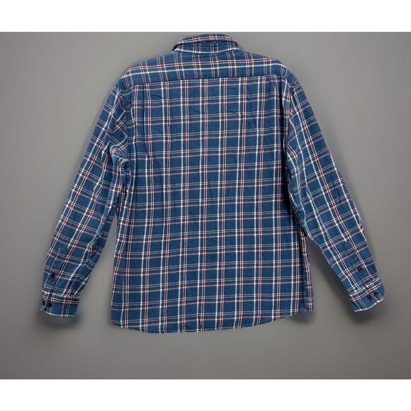 The Normal Brand Shirt Mens Large Blue Plaid Twill Button Up Work Preppy - Picture 5 of 11